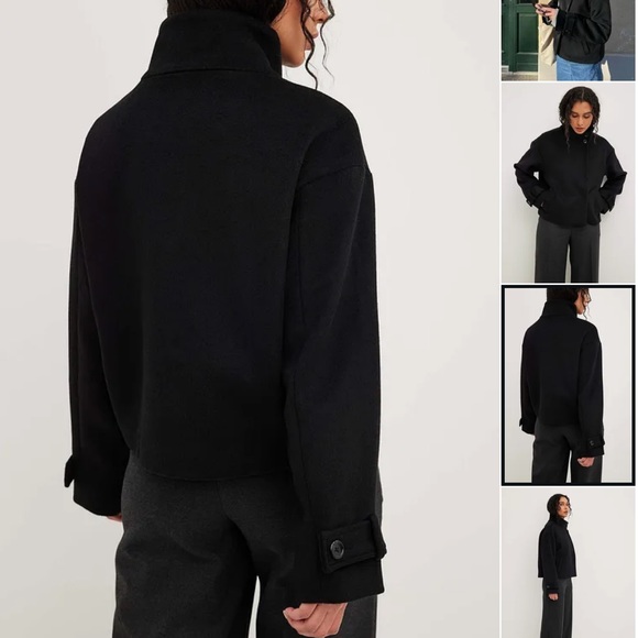 Wool Blend High Neck Buttoned Coat NAKD - Picture 2 of 7